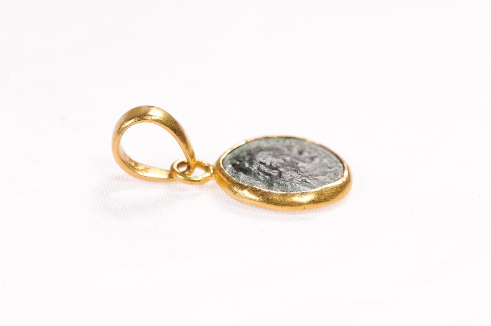 Roman Coin & Pyrite Necklace (pendant only) For Sale 1