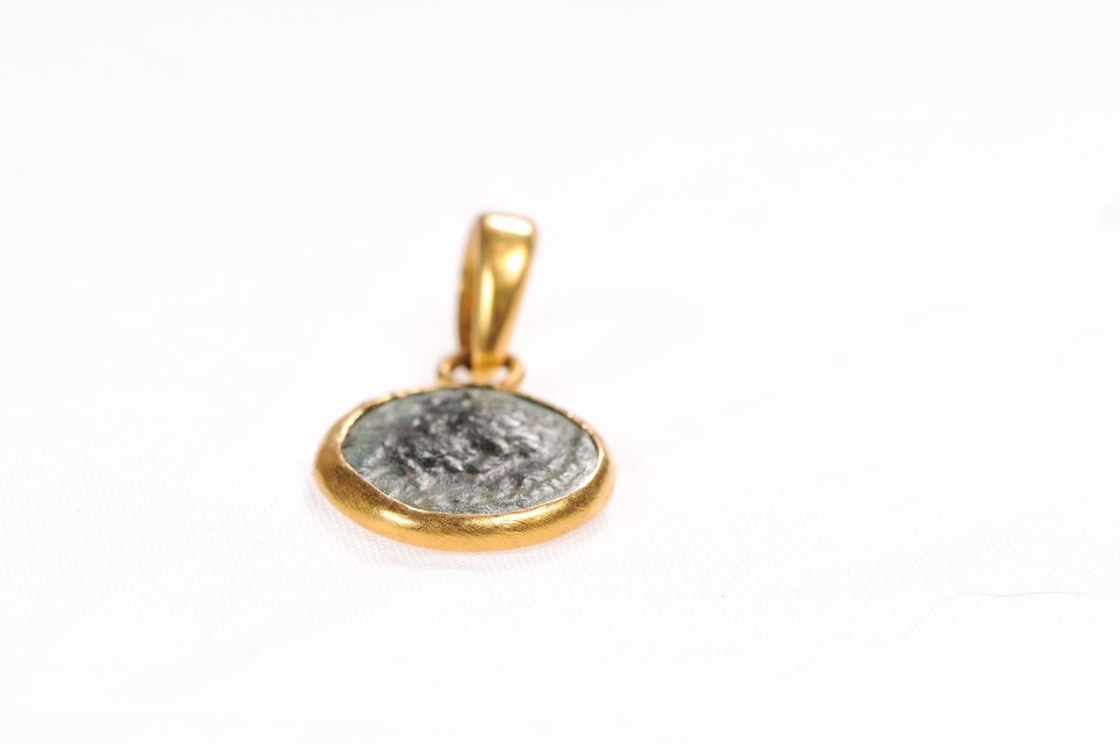 Roman Coin & Pyrite Necklace (pendant only) For Sale 2
