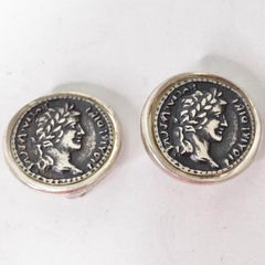 Roman Coin Silver Stud Earrings