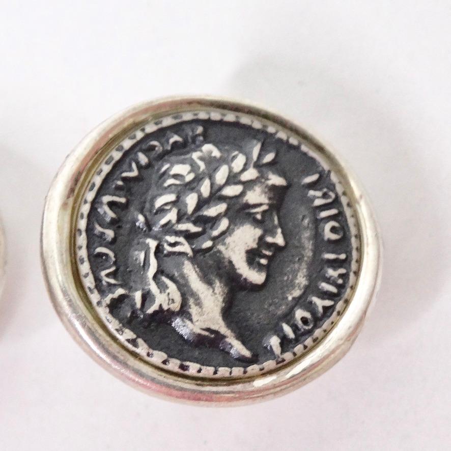 Boucles d'oreilles argent pièces de monnaie romaines Bon état - En vente à Scottsdale, AZ