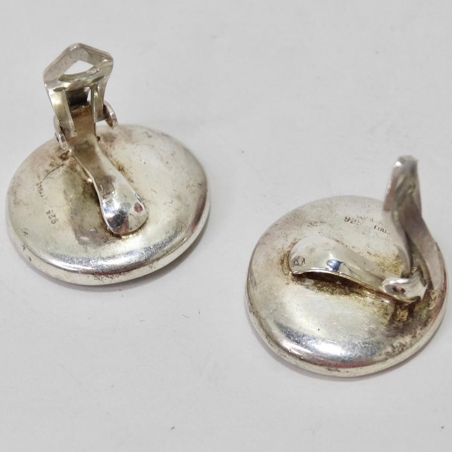 Women's or Men's Roman Coin Silver Stud Earrings For Sale