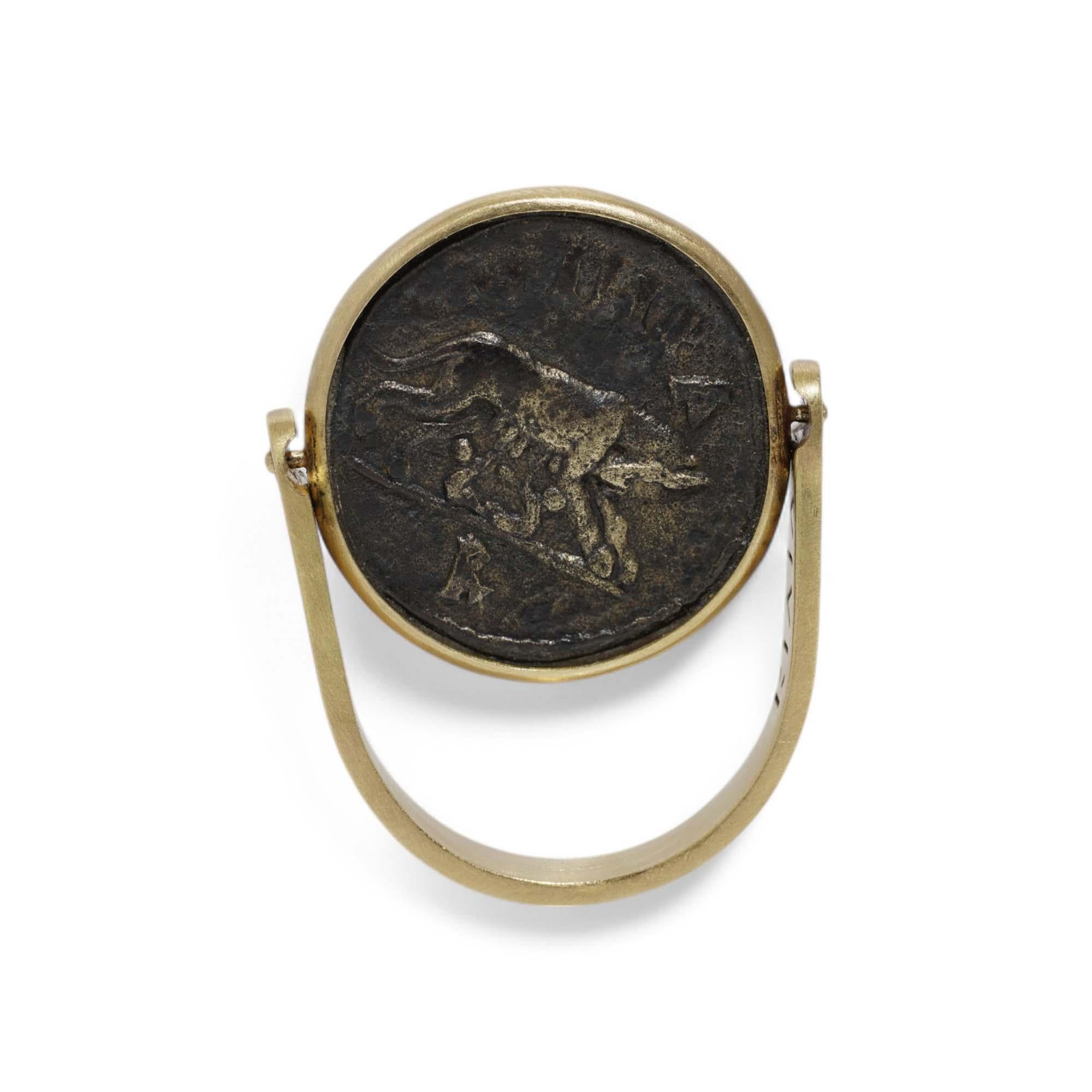Bague en or jaune 18 carats avec pièces de monnaie romaines - avec l'empereur Caracalla 5
