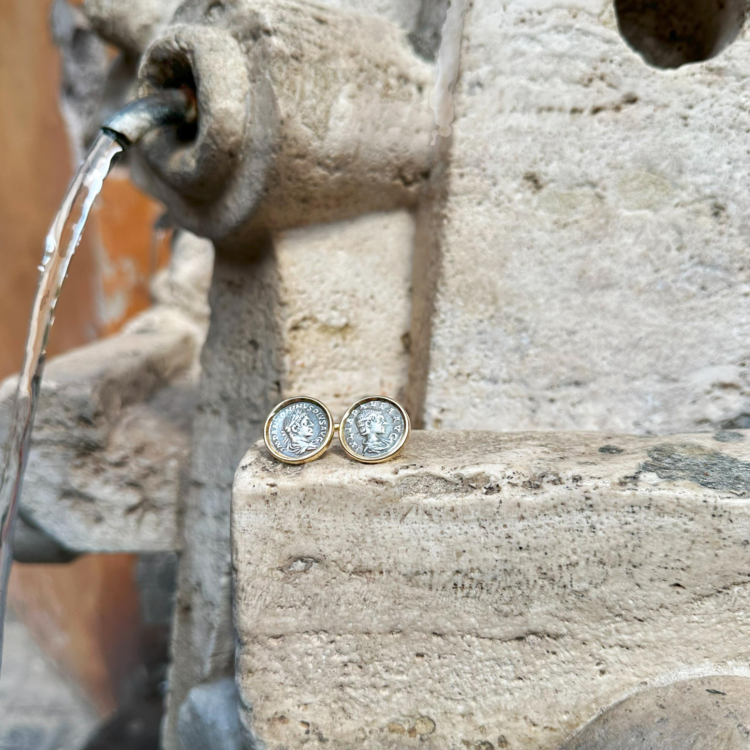Römische Münzen 18kt Gold Manschettenknöpfe mit der Darstellung von Elagabalus und seiner Frau Julia Paula 1