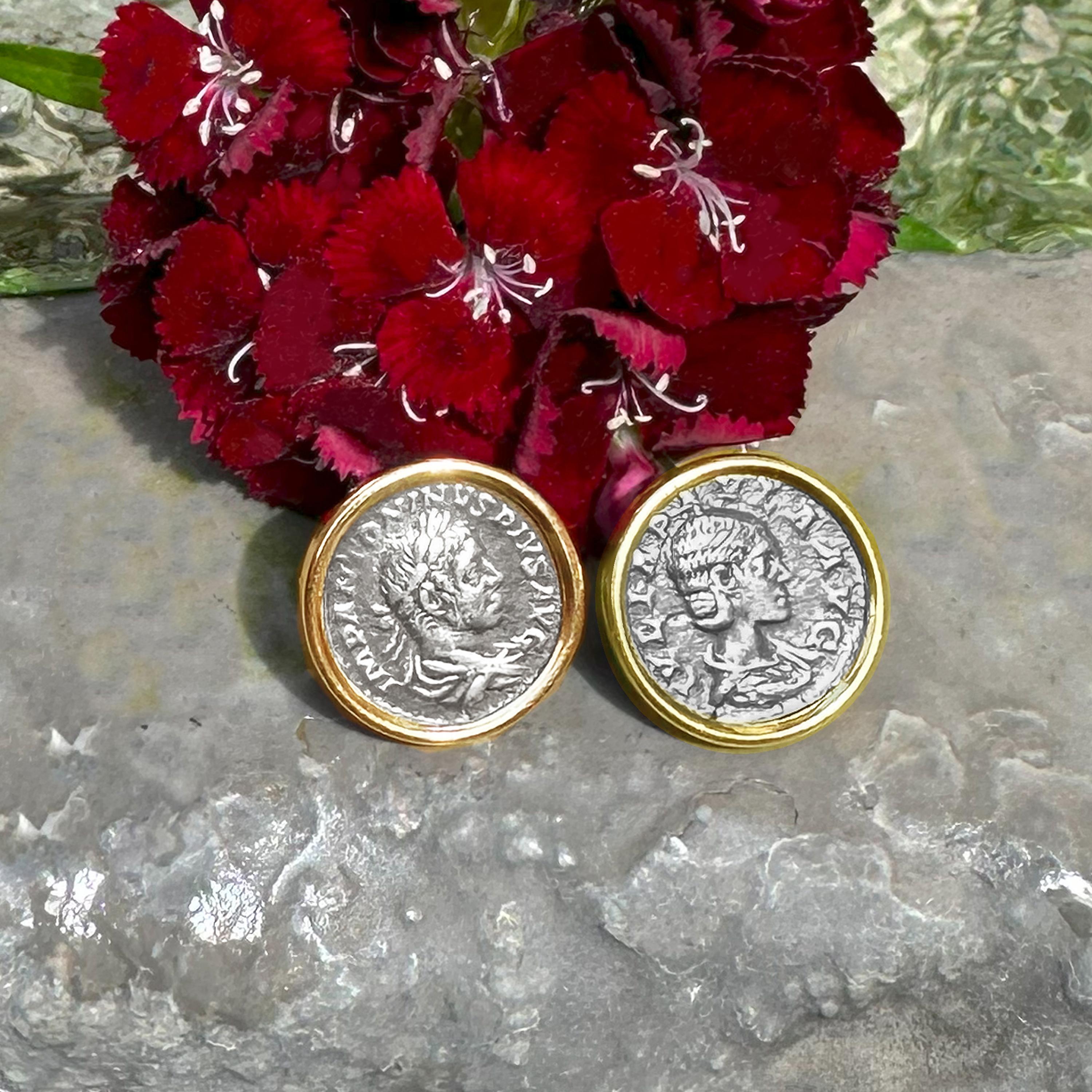 Römische Münzen 18kt Gold Manschettenknöpfe mit der Darstellung von Elagabalus und seiner Frau Julia Paula 2