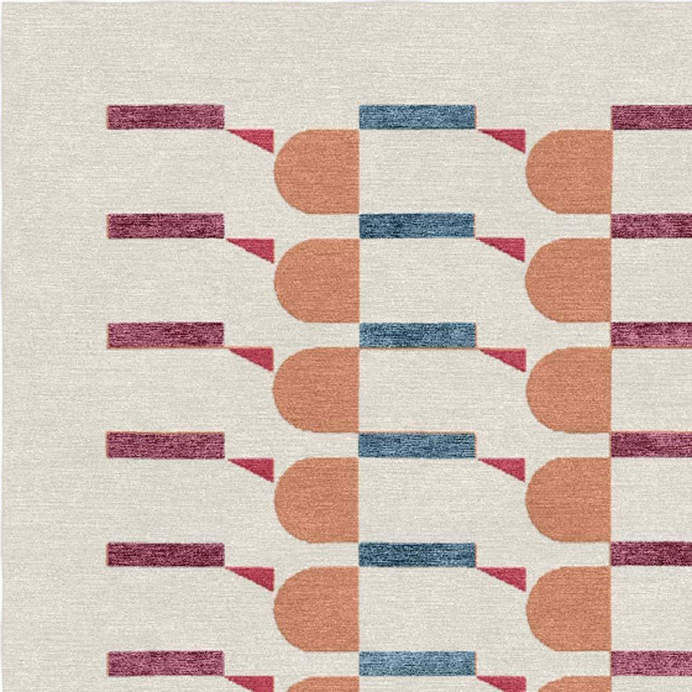 Modern Roman, Colorful Designer Wool Silk Rug For Sale