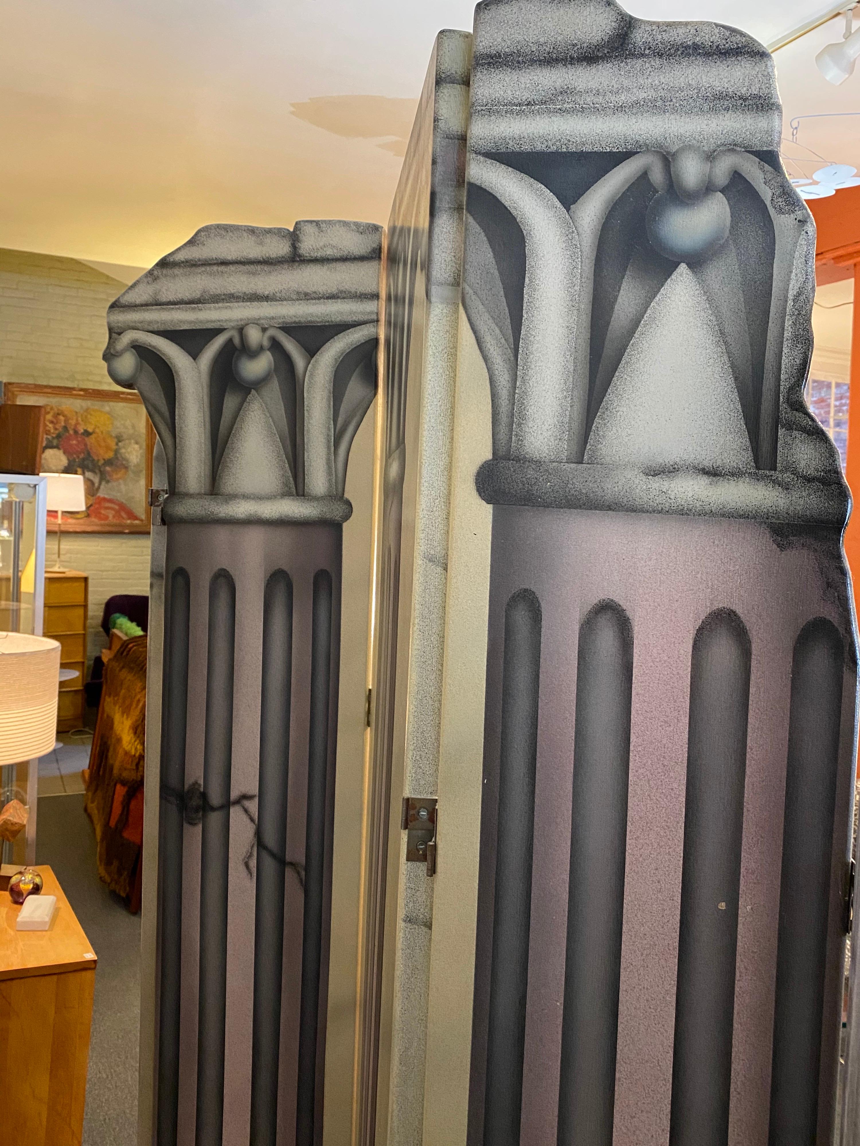 Wood Roman Columns 6-Panel Screen