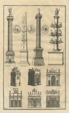 Roman Columns and Six Triumphal Arches with Coins, Montfaucon, 1722