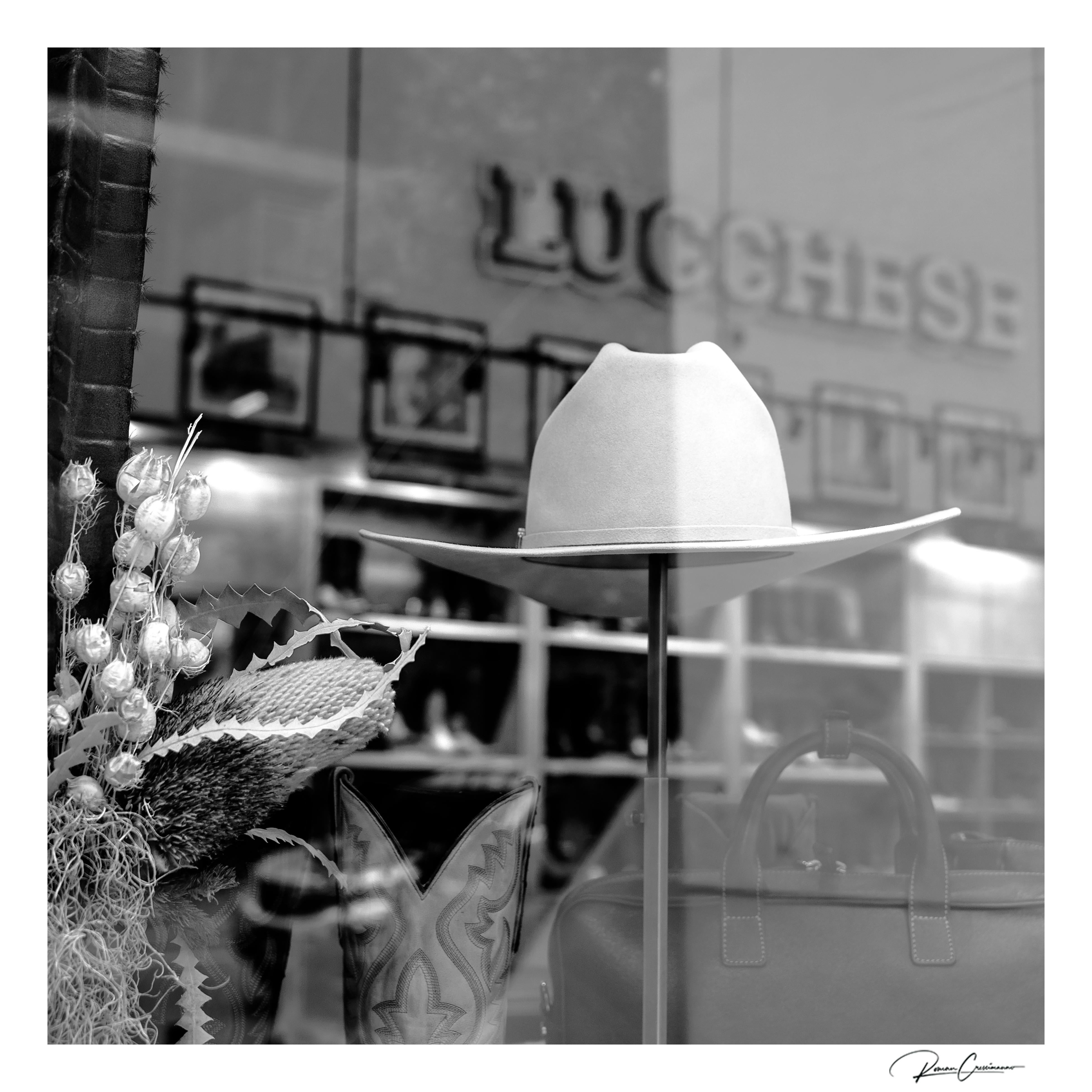 Lucchese Window Shopping framed and signed original photo by Roman Crescimanno For Sale 1