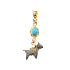 Roman Dangle Animal Pendant with Turquoise in 21K