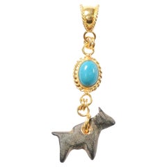 Roman Dangle pendant with turquoise in 21K