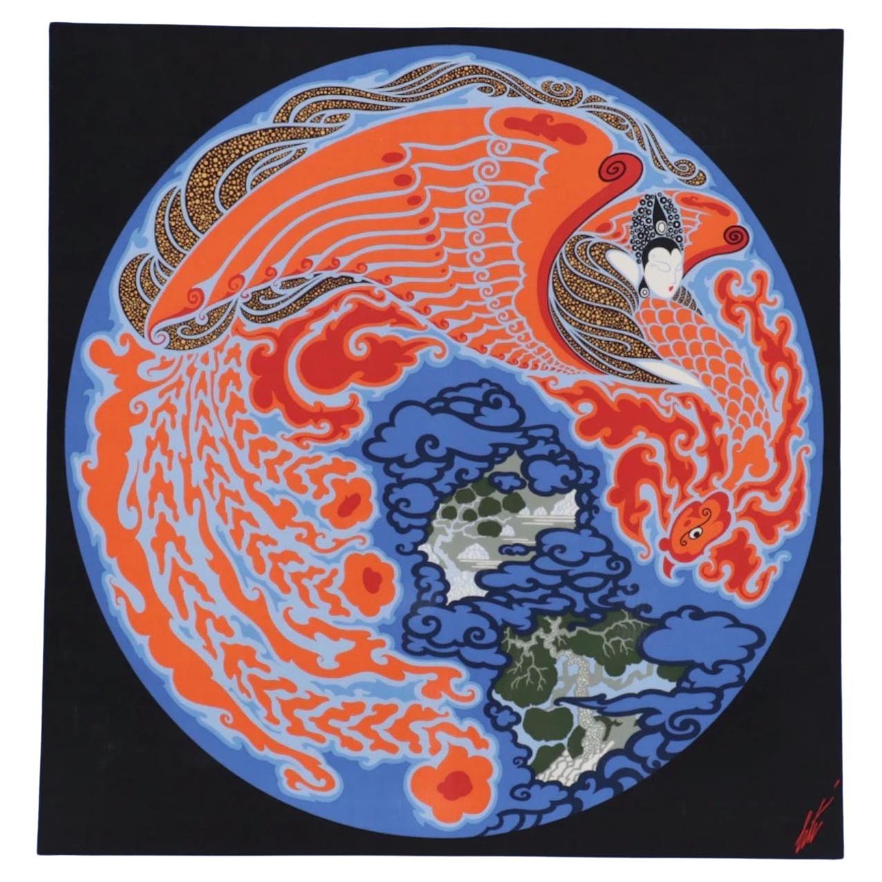 Roman De Tirtoff, Erte', Pañuelo de seda enmarcado titulado "Viaje de ensueño" 1982 en venta