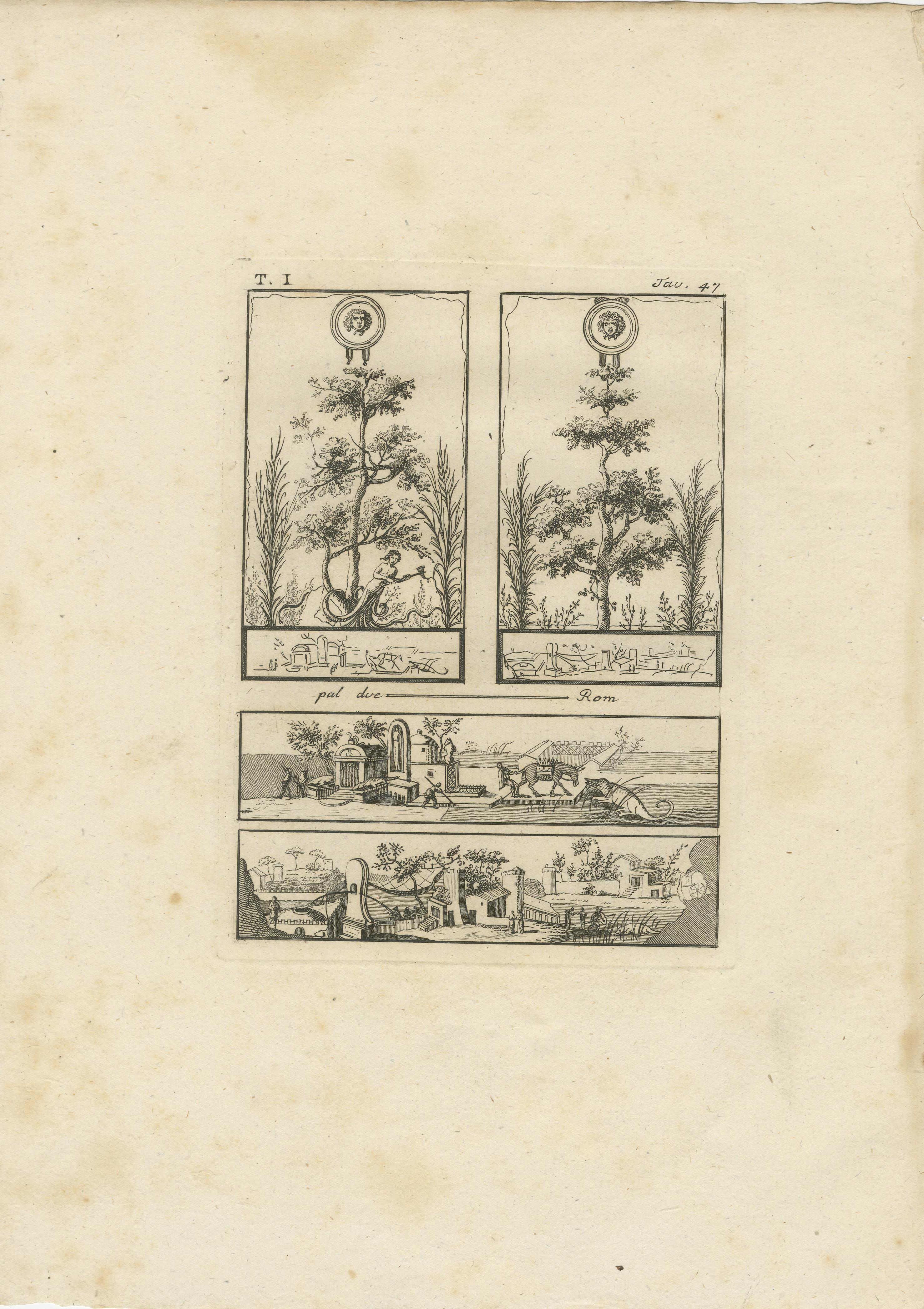 Engraved Roman Decorative Motifs and Architectural Scenes by Tommaso Piroli, 1789 For Sale