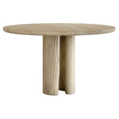 Roman Dining Table II in Bianco Alabastrino Travertine by Paloma Editions
