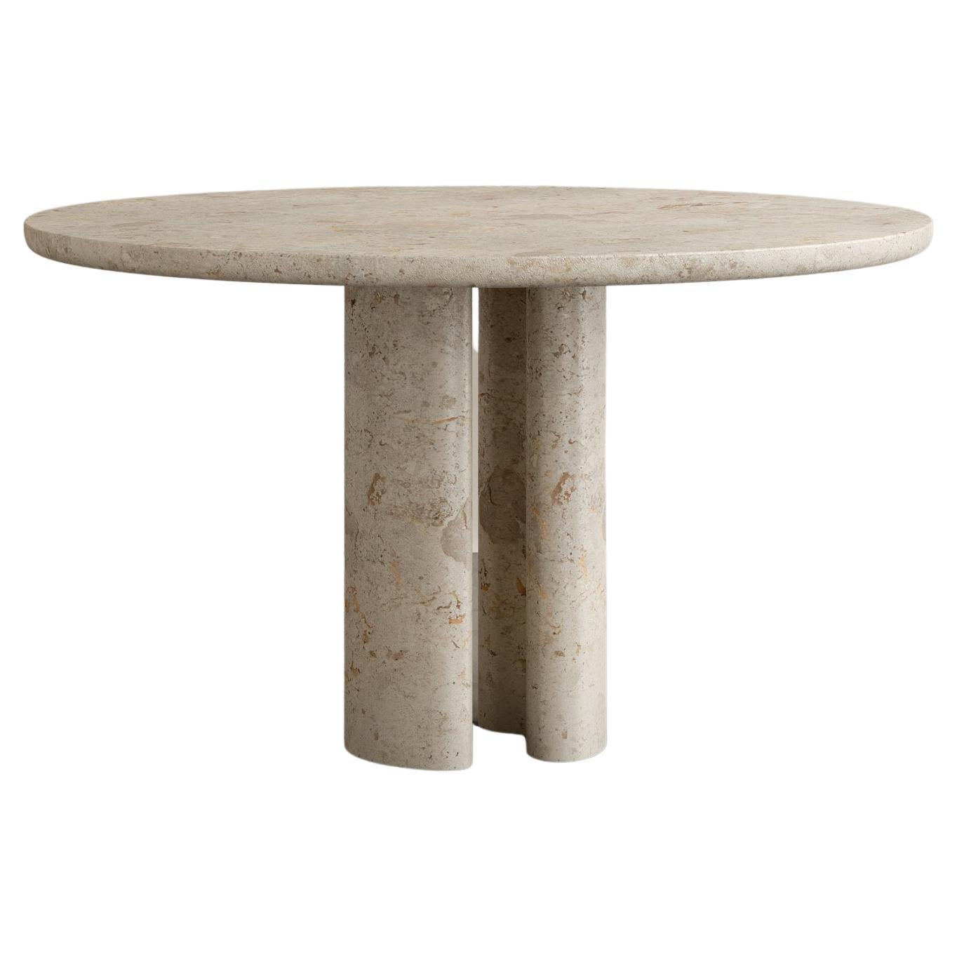 Roman Dining Table II in Cappucino Limestone by Paloma Editions