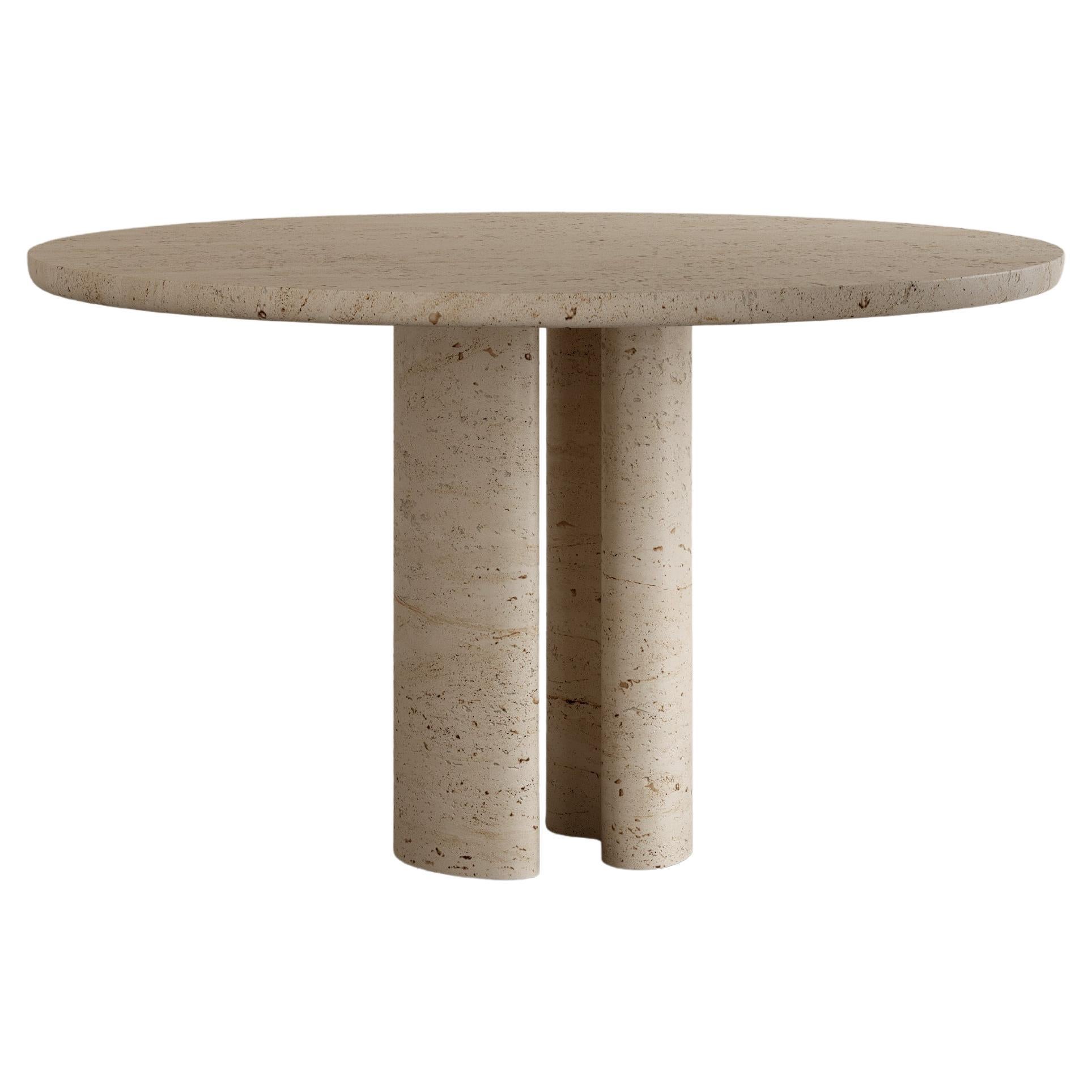 Roman Dining Table II in Roman Travertine by Paloma Editions