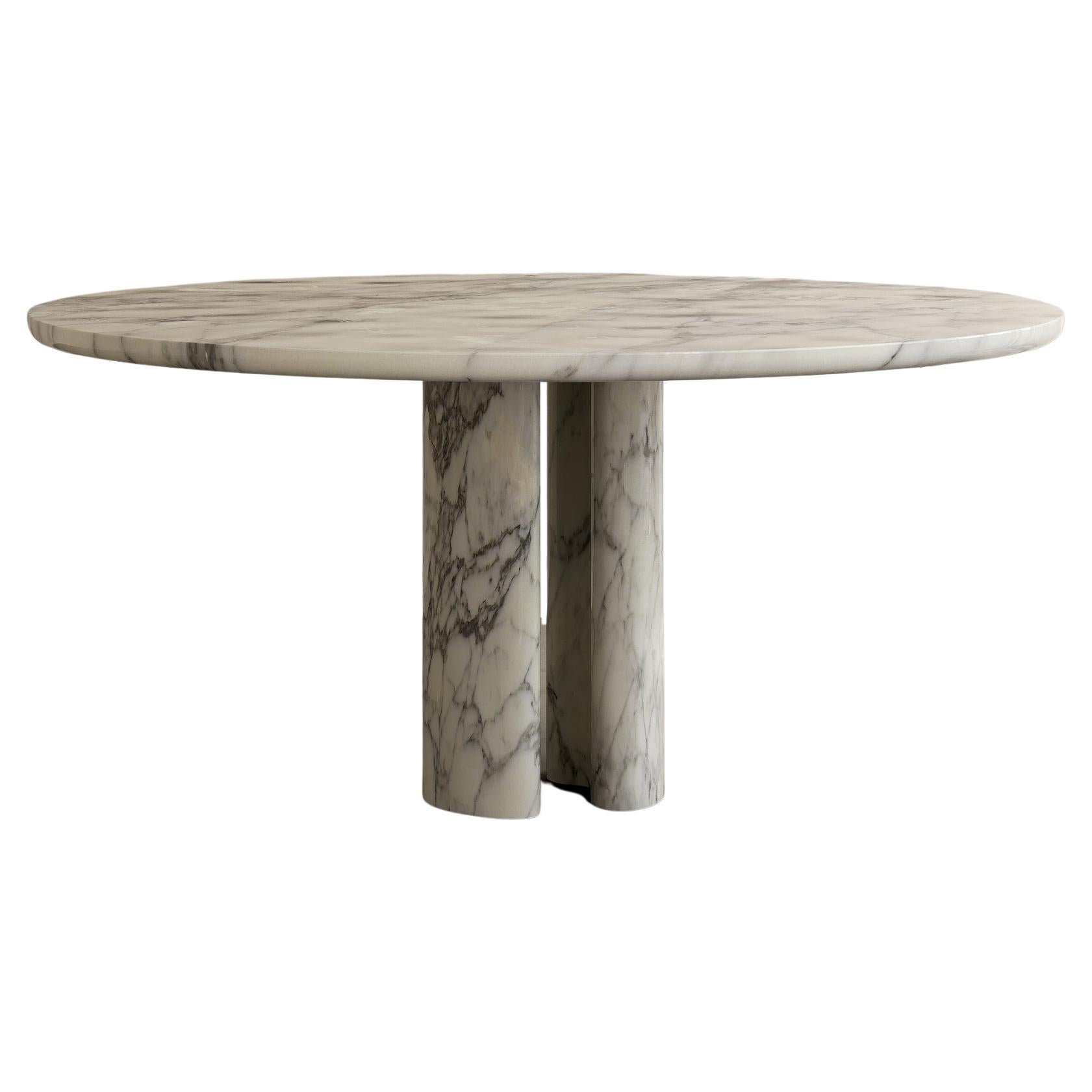 Roman Dining Table III in Arabescato Marble by Paloma Editions