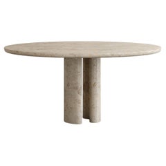 Roman Dining Table III in Cappucino Limestone by Paloma Editions
