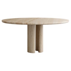 Roman Dining Table III in Classico Alabastrino Travertine by Paloma Editions
