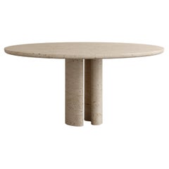 Roman Dining Table III in Roman Travertine by Paloma Editions