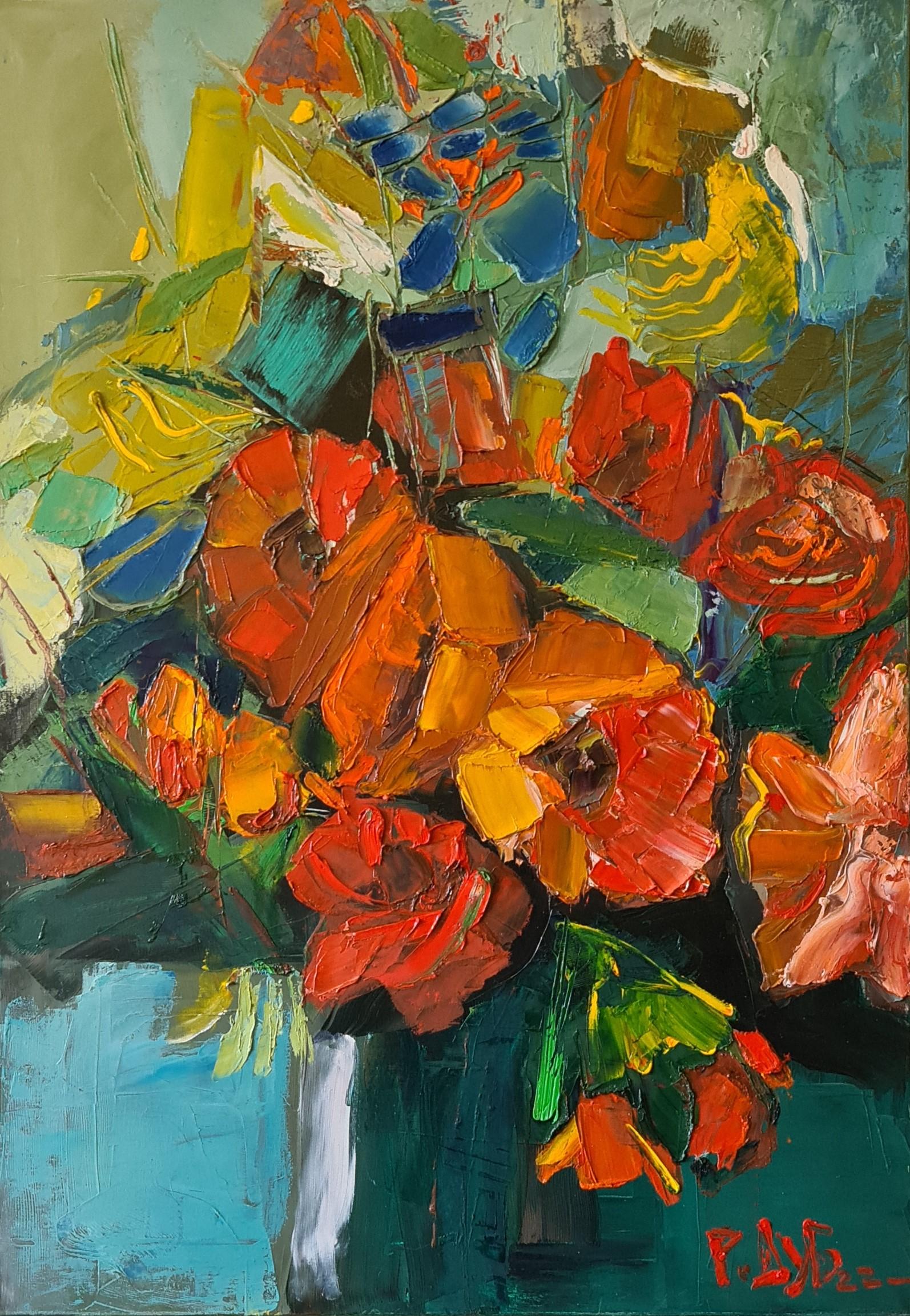 Flowers - Painting by  Roman Dub