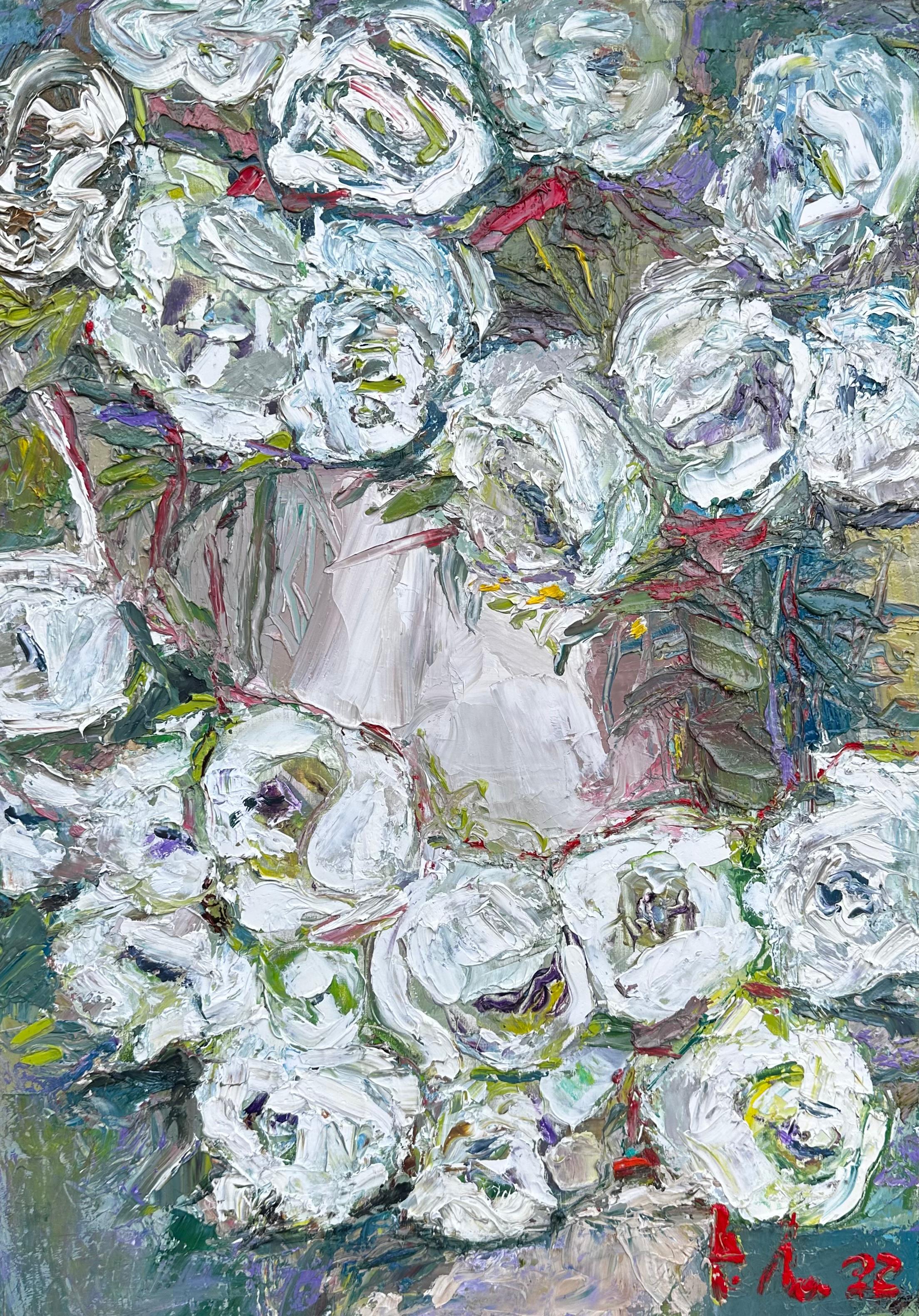  Roman Dub Still-Life Painting - White roses