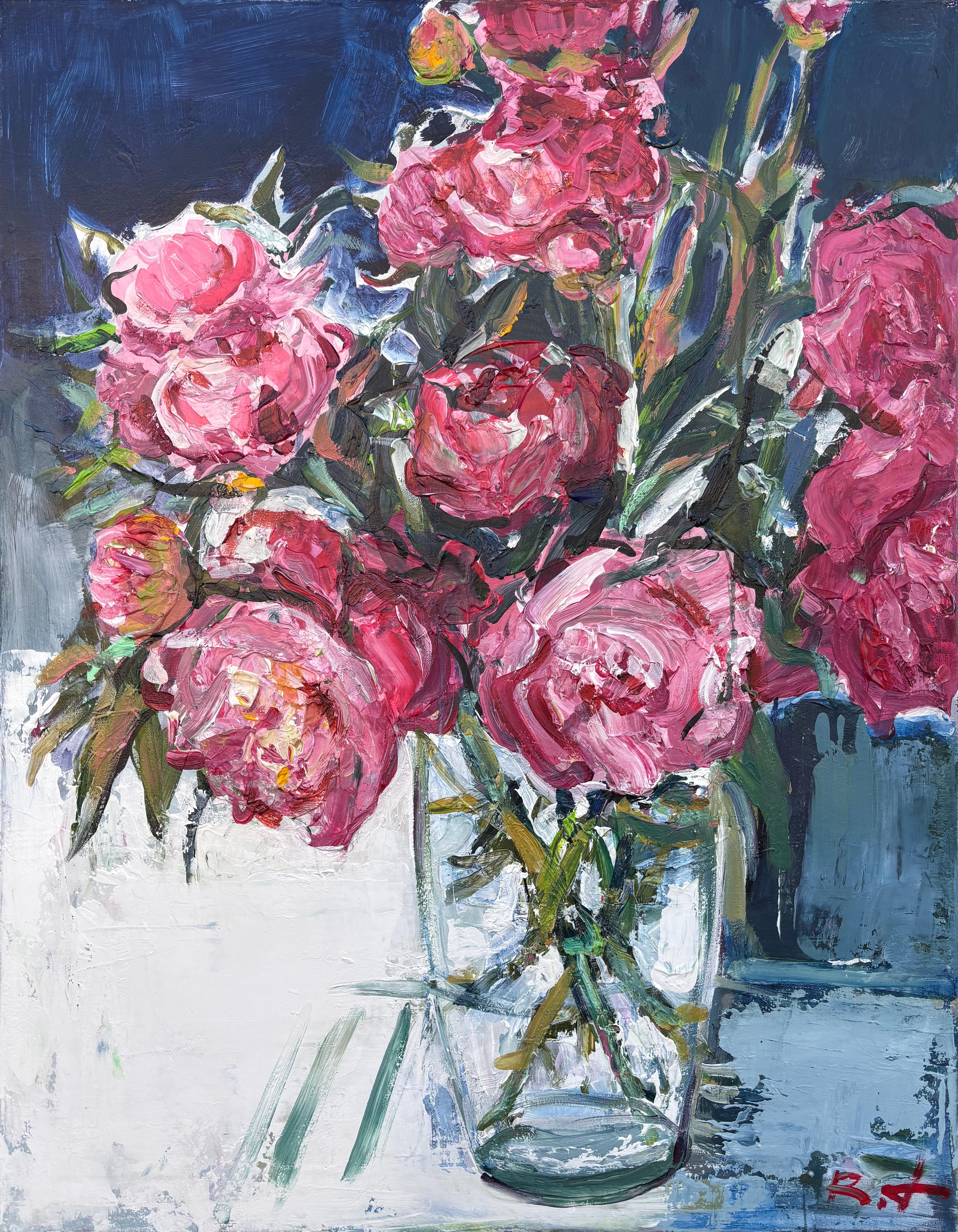 Roman Dub Still-Life Painting - "A bouquet of peonies"