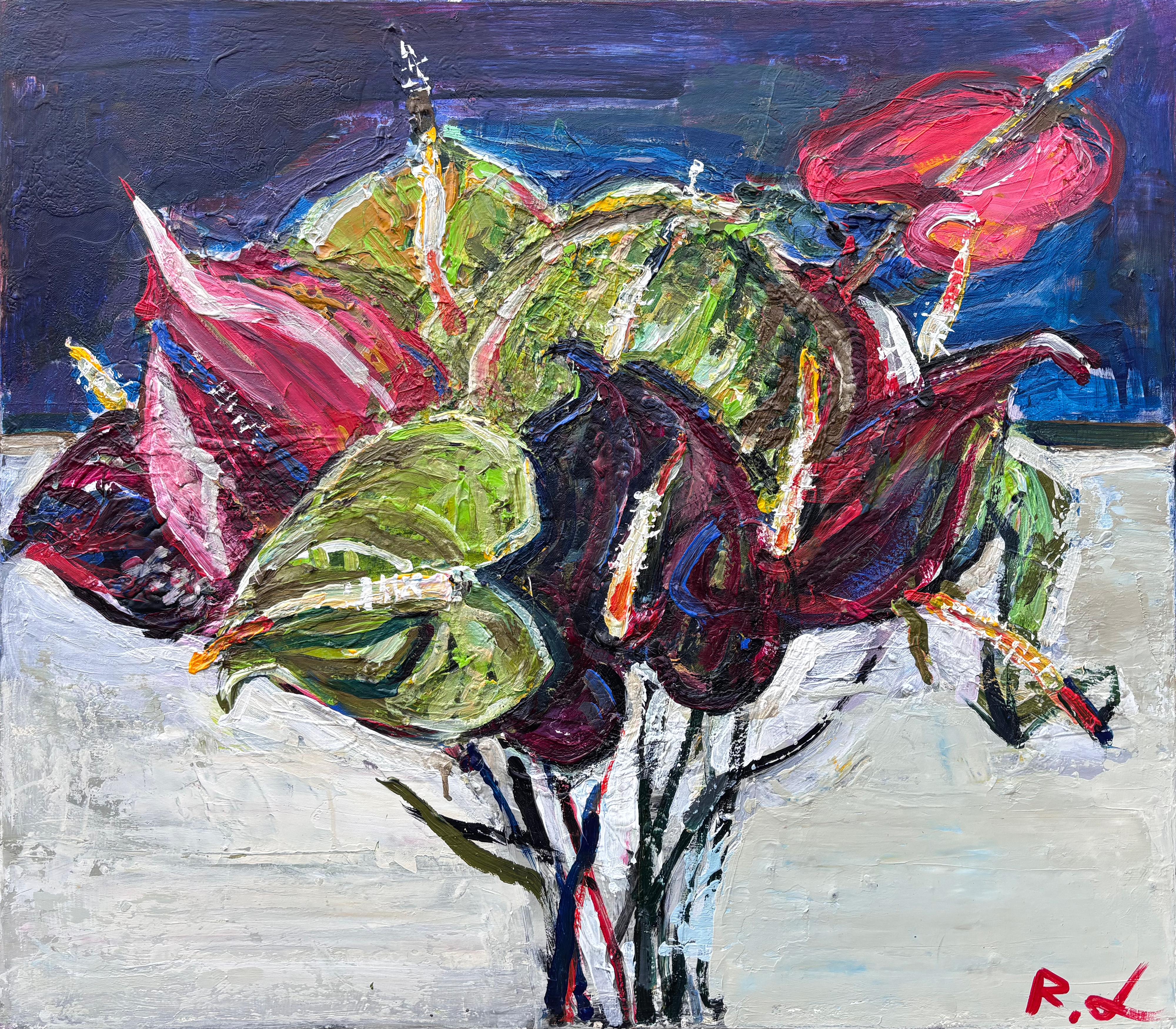 Still-Life Painting Roman Dub - "Anthuriums