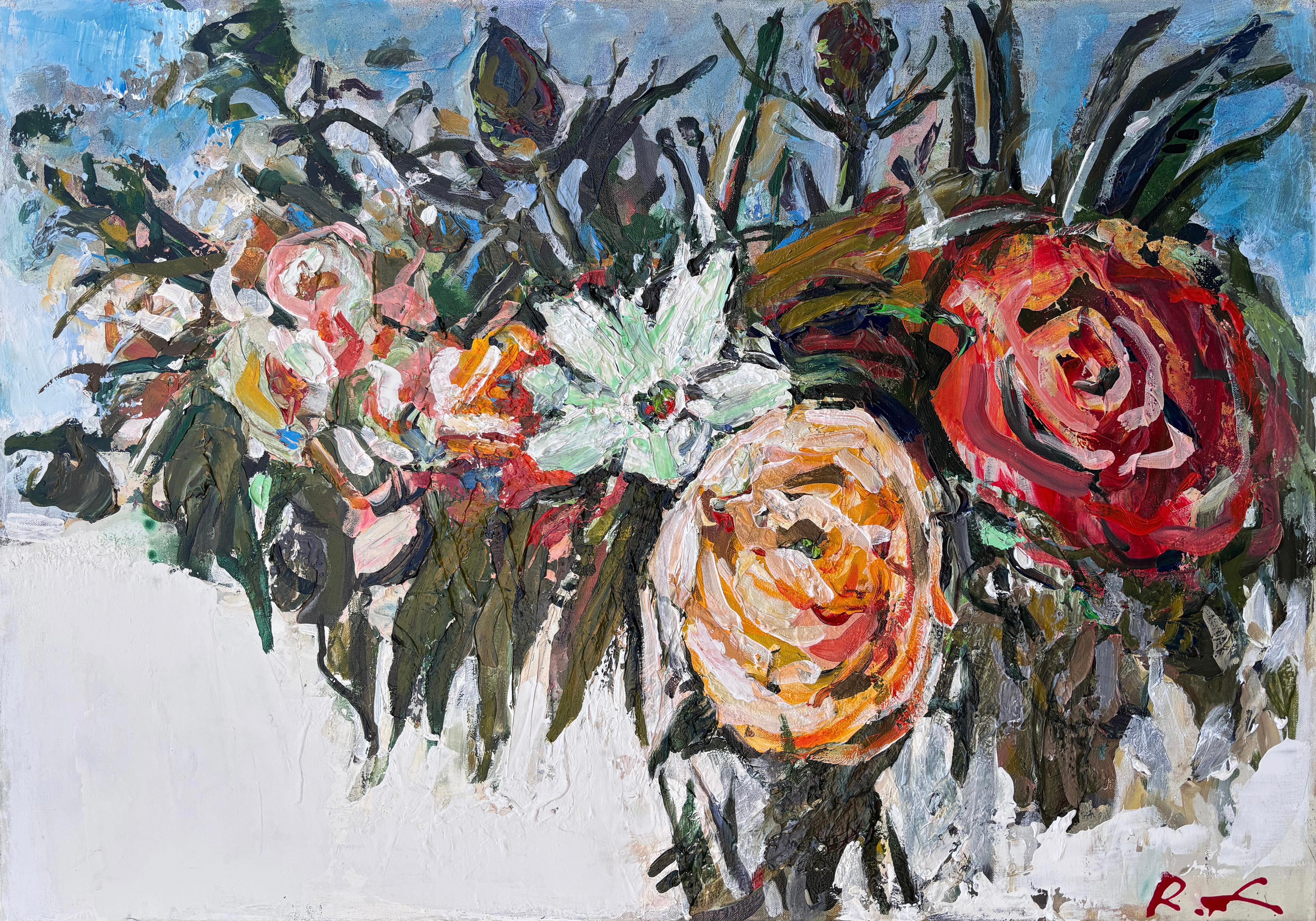Roman Dub Still-Life Painting – "Blumenstrauß"
