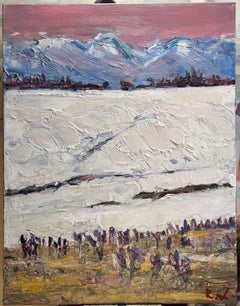 Snowy Expanse, Impressionist Landscape Painting, Acrylic on Canvas, 2026
