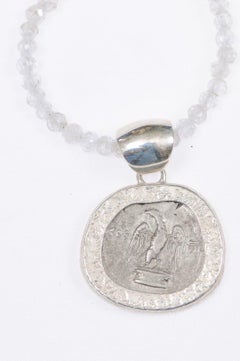 Römischer Adler Münzanhänger mit Silberverzierung und Bügel (nur Anhänger)