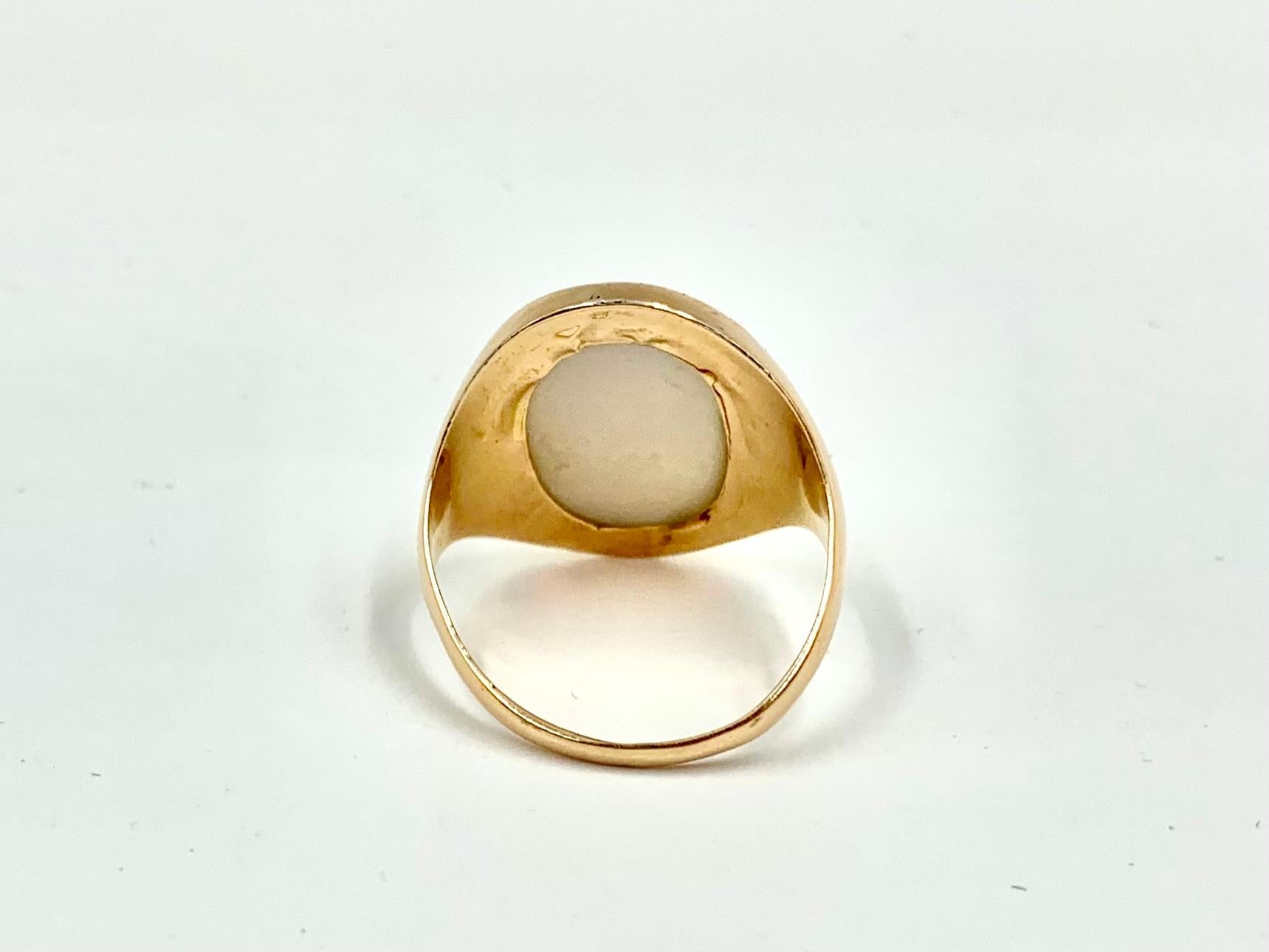 Women's or Men's Roman Emperor Augustus Georgian Period Sardonyx Cameo 18K Gold Ring For Sale
