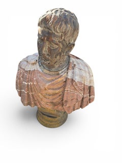 Roman Emperor Bust in Polychrome Marble, First Half of the 20th Century