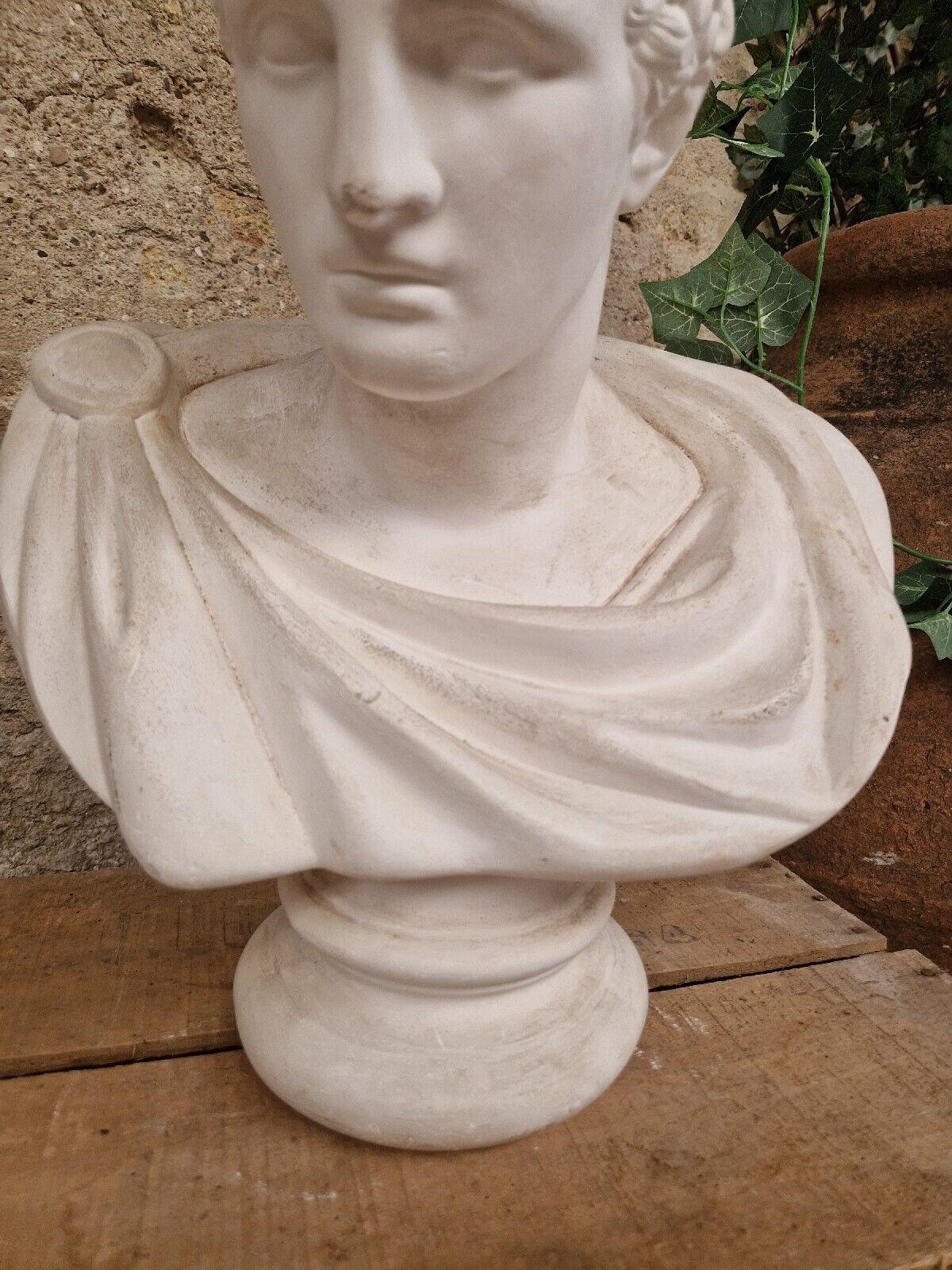 Buste d'empereur romain en plâtre  Mark Anthony grandeur nature en vente 1