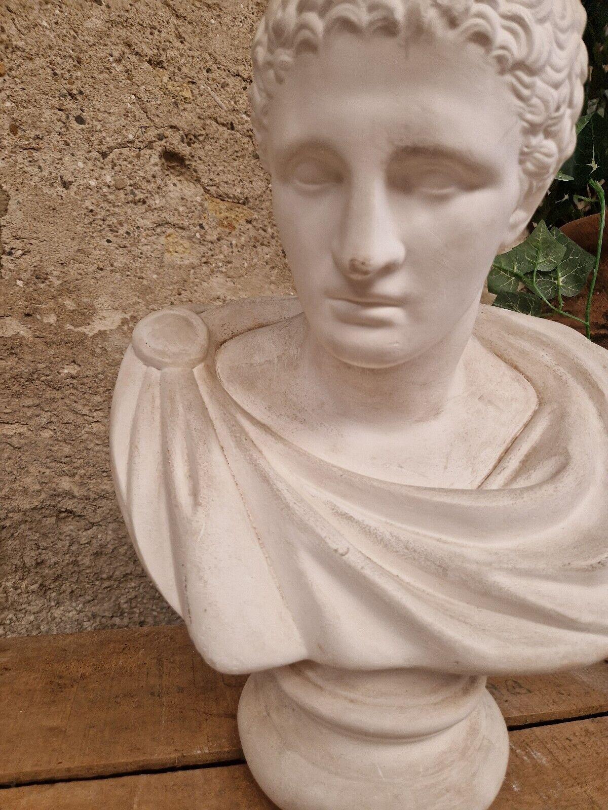 Buste d'empereur romain en plâtre  Mark Anthony grandeur nature Bon état - En vente à Buxton, GB