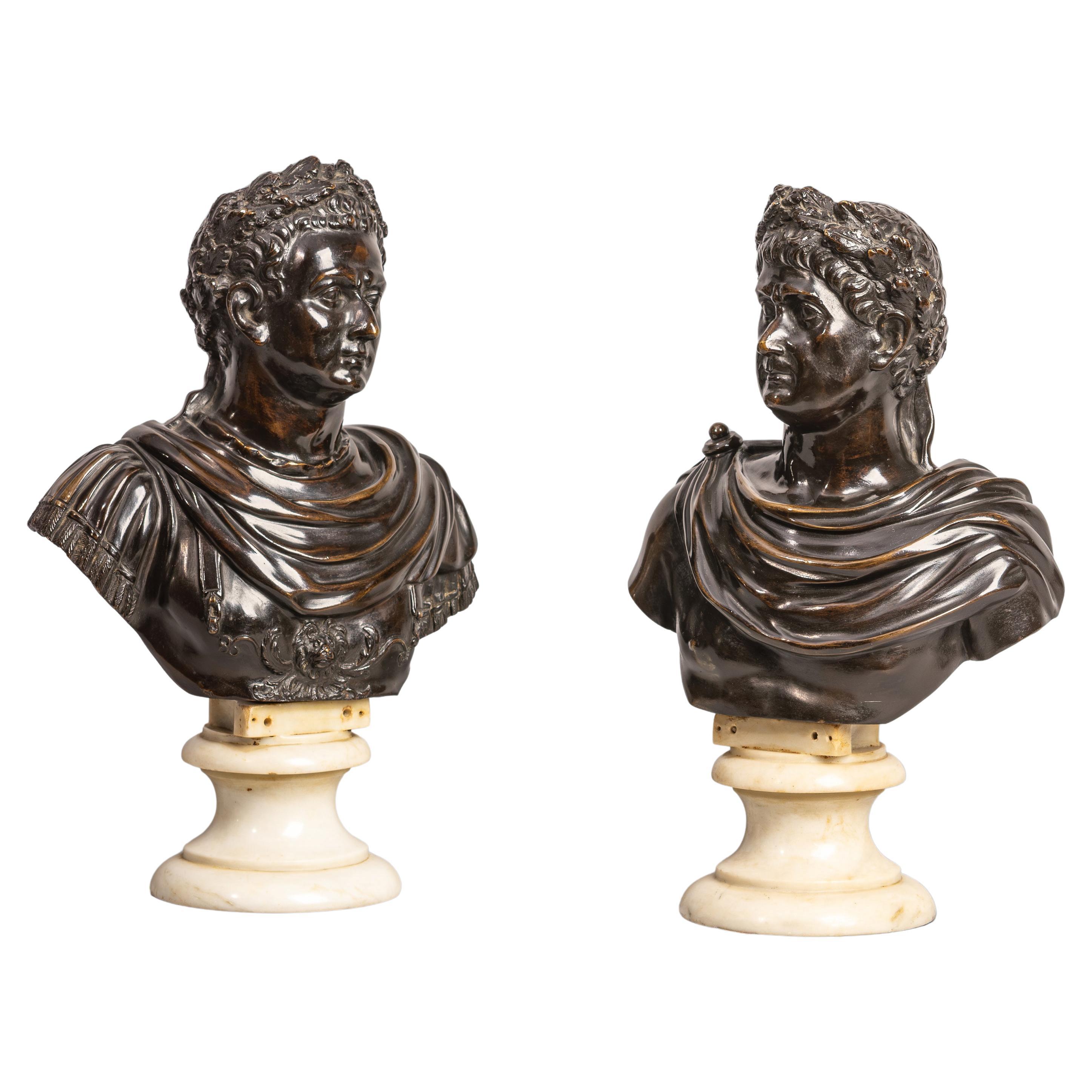 Bustes d
empereurs romains, Italie, datant d
environ 1800