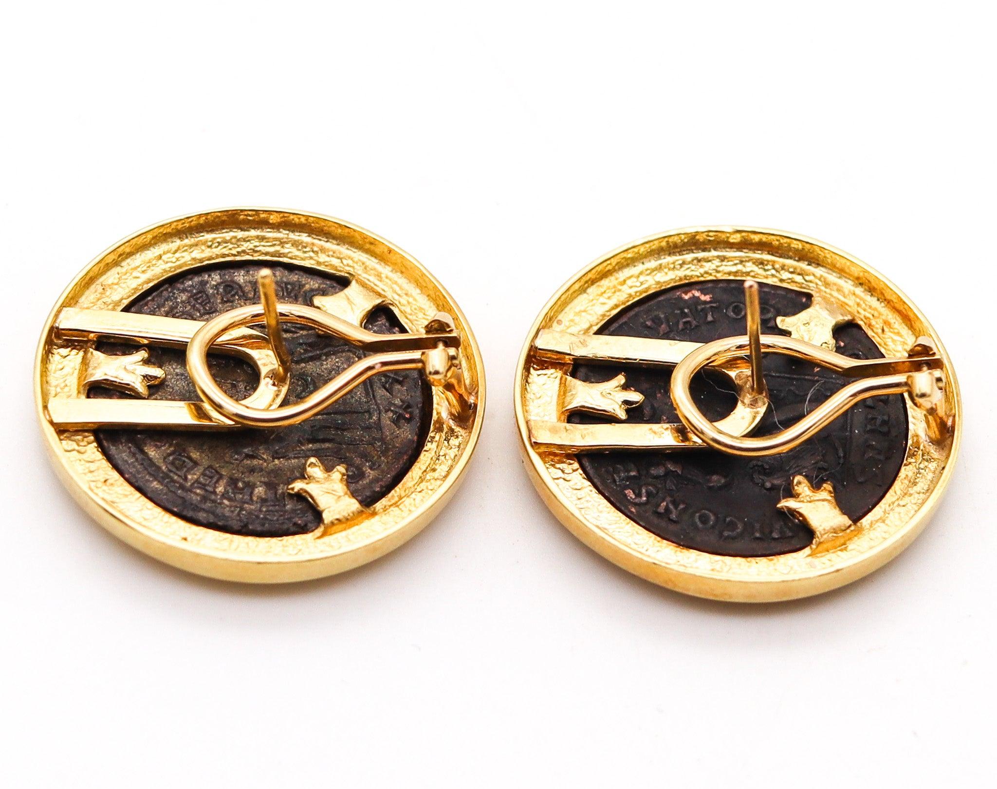 De las mujeres IMPERIO ROMANO 290-306 d.C. Pendientes de monedas de emperadores romanos en oro amarillo de 18 quilates en venta