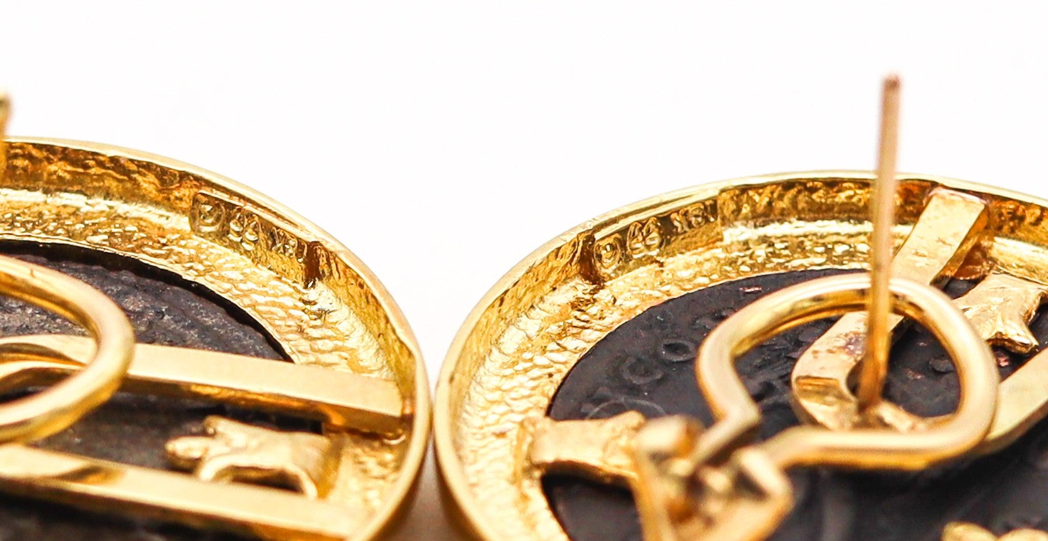 IMPERIO ROMANO 290-306 d.C. Pendientes de monedas de emperadores romanos en oro amarillo de 18 quilates en venta 3