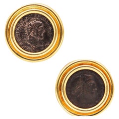 IMPERIO ROMANO 290-306 d.C. Pendientes de monedas de emperadores romanos en oro amarillo de 18 quilates
