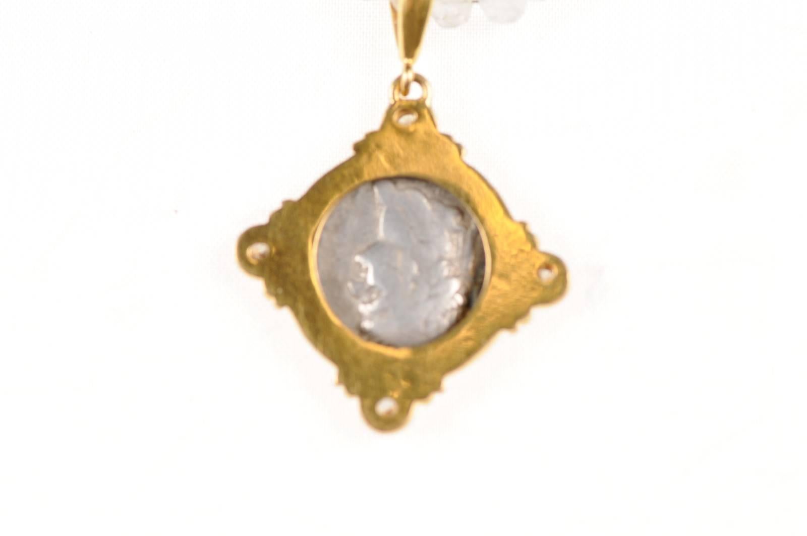 Roman Empire Domitian Coin circa 81-96 AD Set in Gold with Diamond Accents For Sale 3