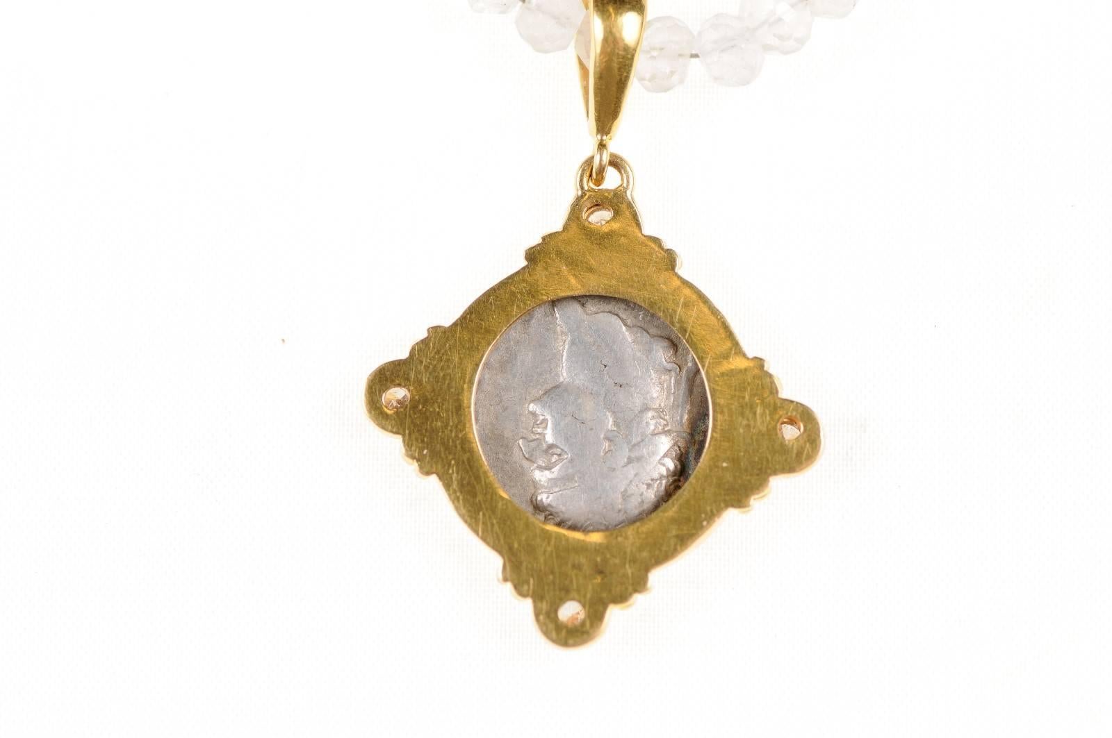Roman Empire Domitian Coin circa 81-96 AD Set in Gold with Diamond Accents For Sale 2