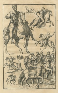Roman Equestrian Statue and Cavalry Reliefs, Montfaucon Engraving, 1722