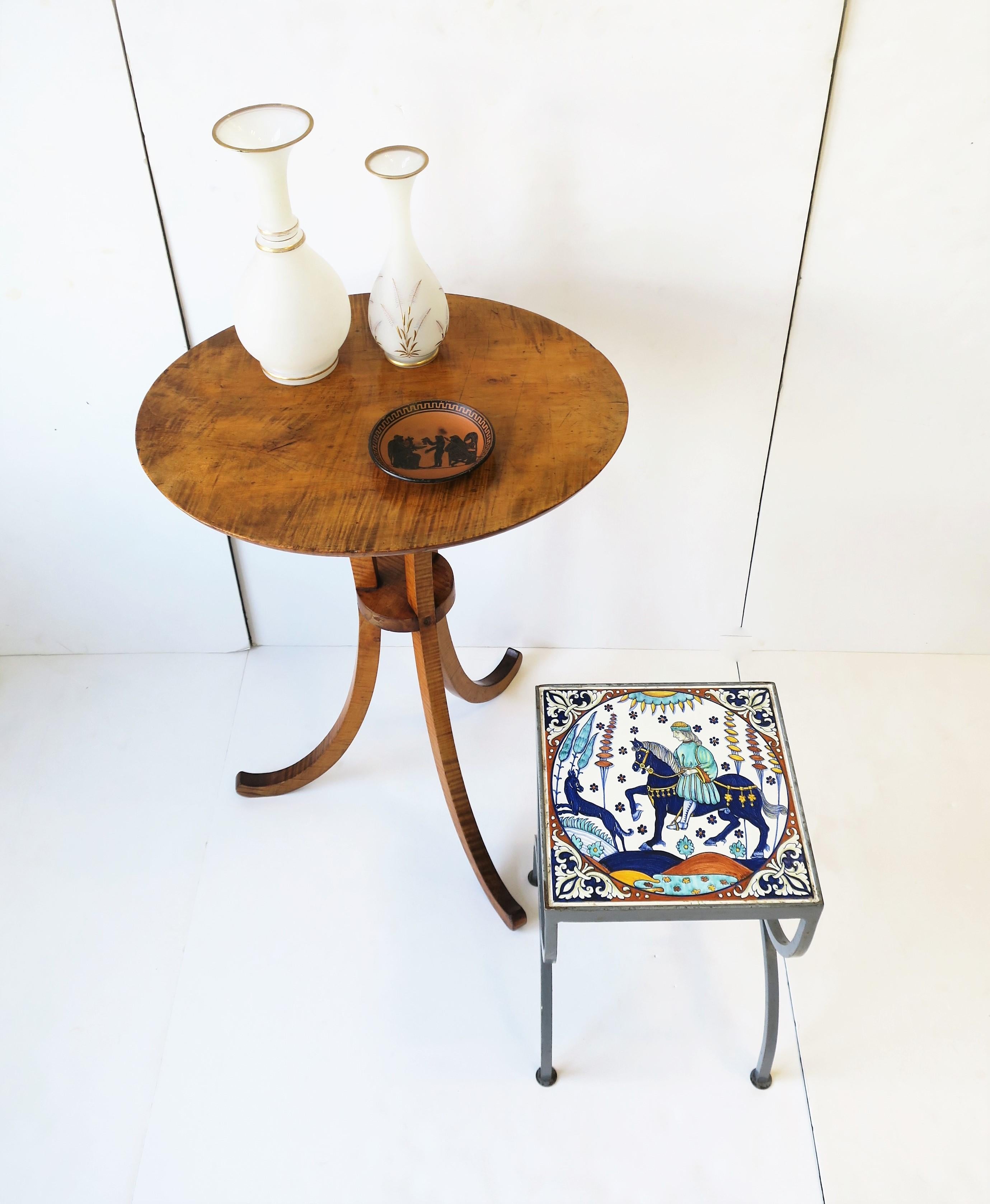 Tile Top Grey Metal Side or Drinks Table Indoors or Patio in the style of Hermes 6