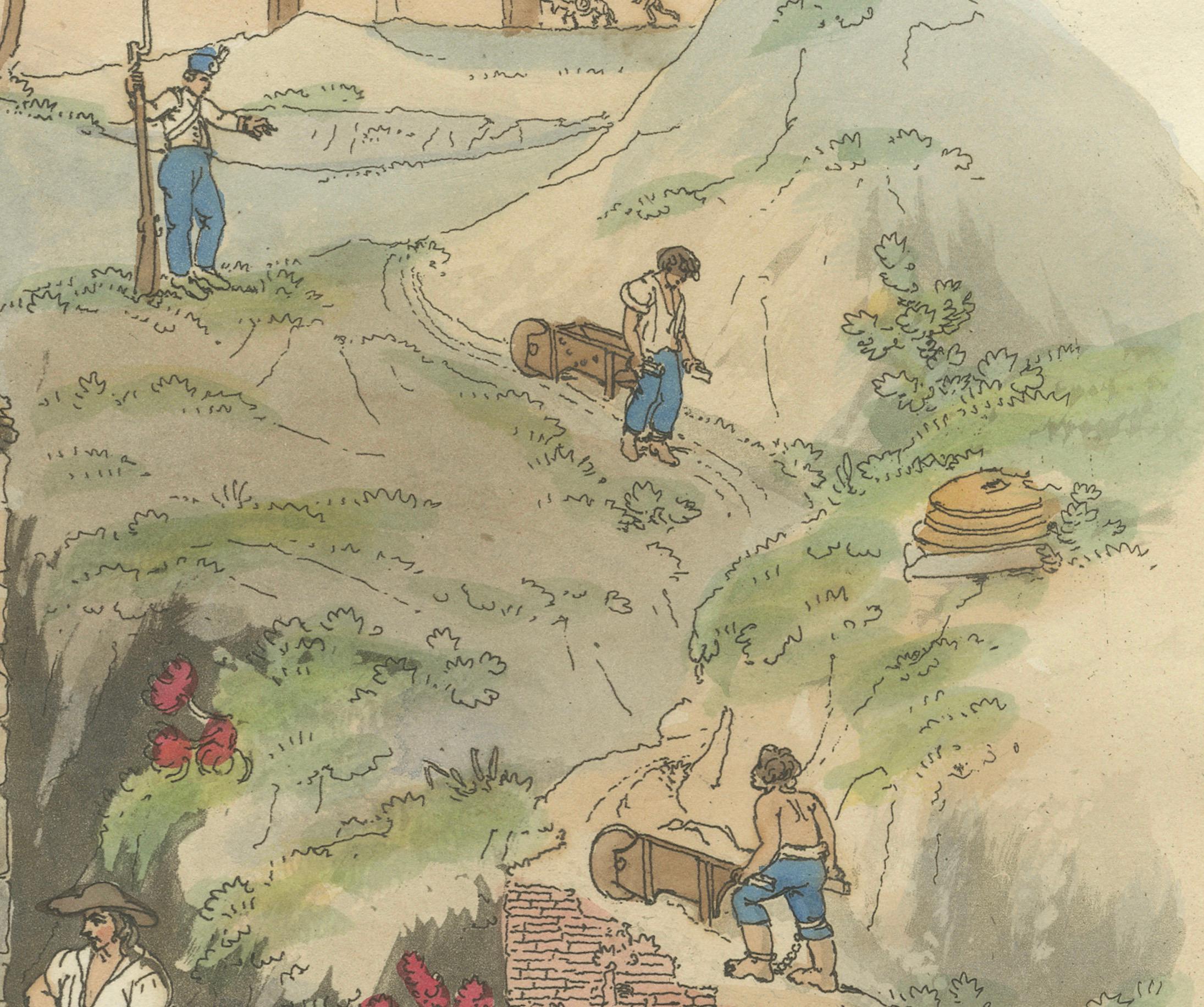 Title: Roman Excavation Print - 1820 Pinelli & Bridgens Etching

Description: This detailed 1820 etching, titled 