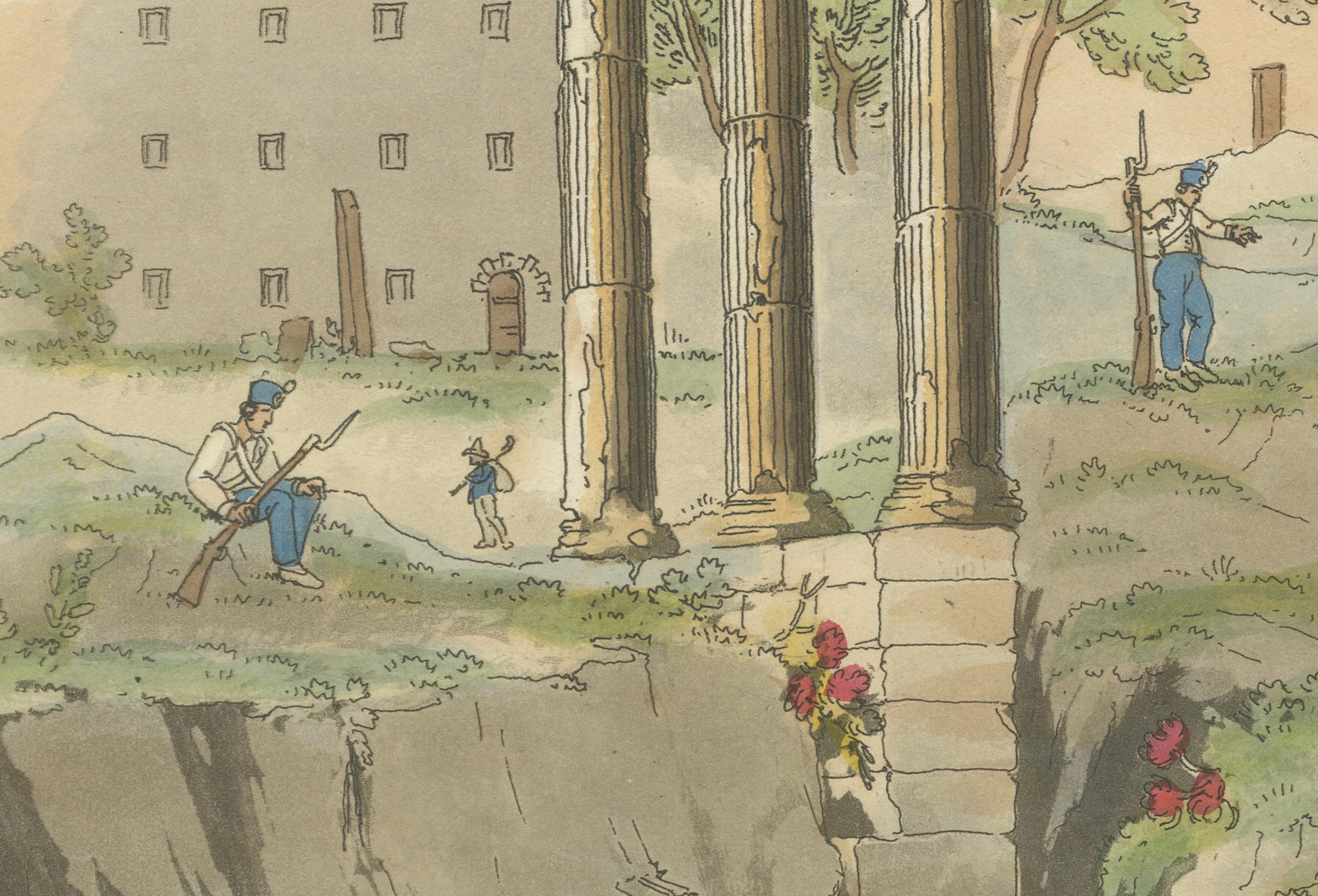 Roman Excavation Print - 1820 Pinelli & Bridgens Etching Bon état - En vente à Langweer, NL