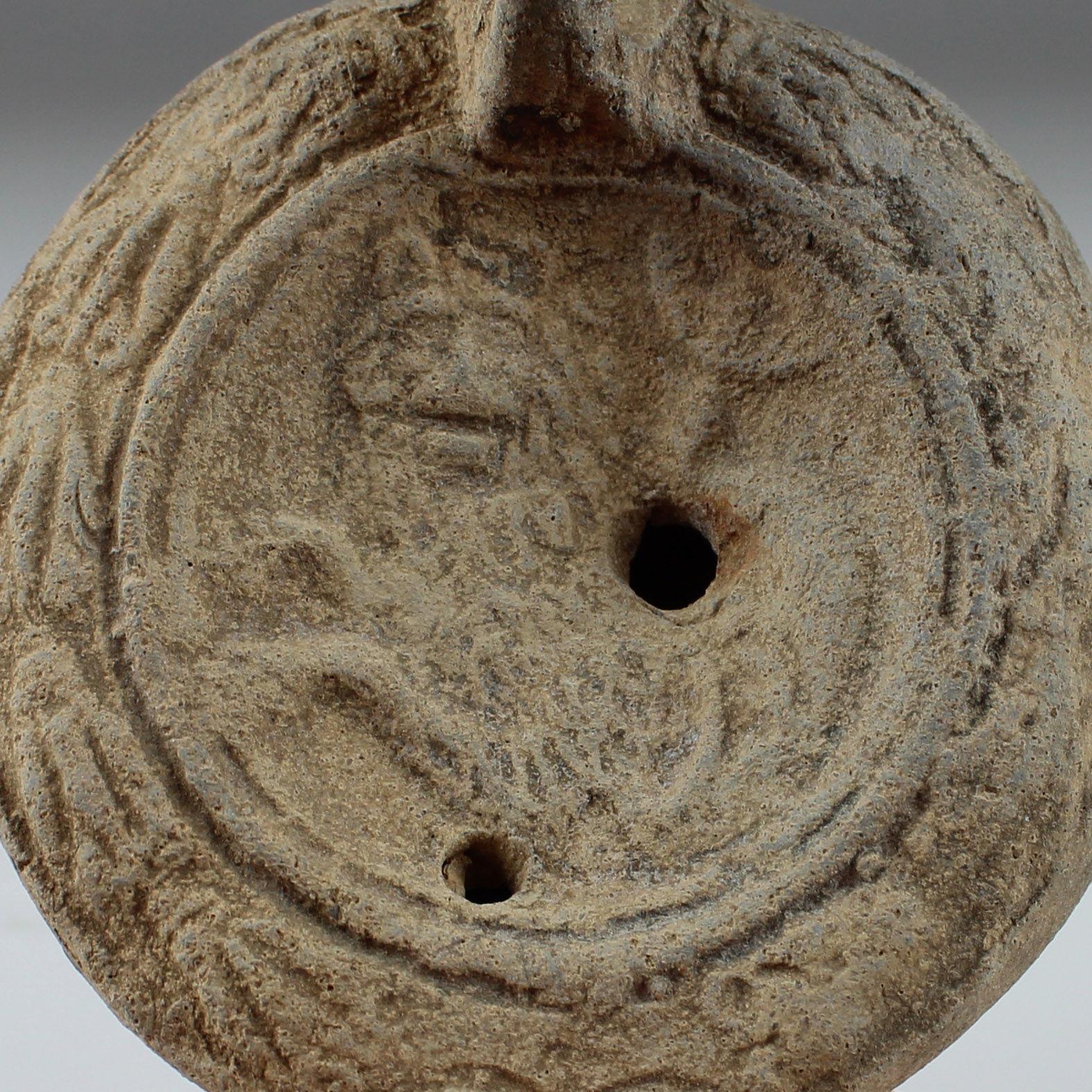 18th Century and Earlier Roman factory oil lamp with chimera, Type Bussière D X 4