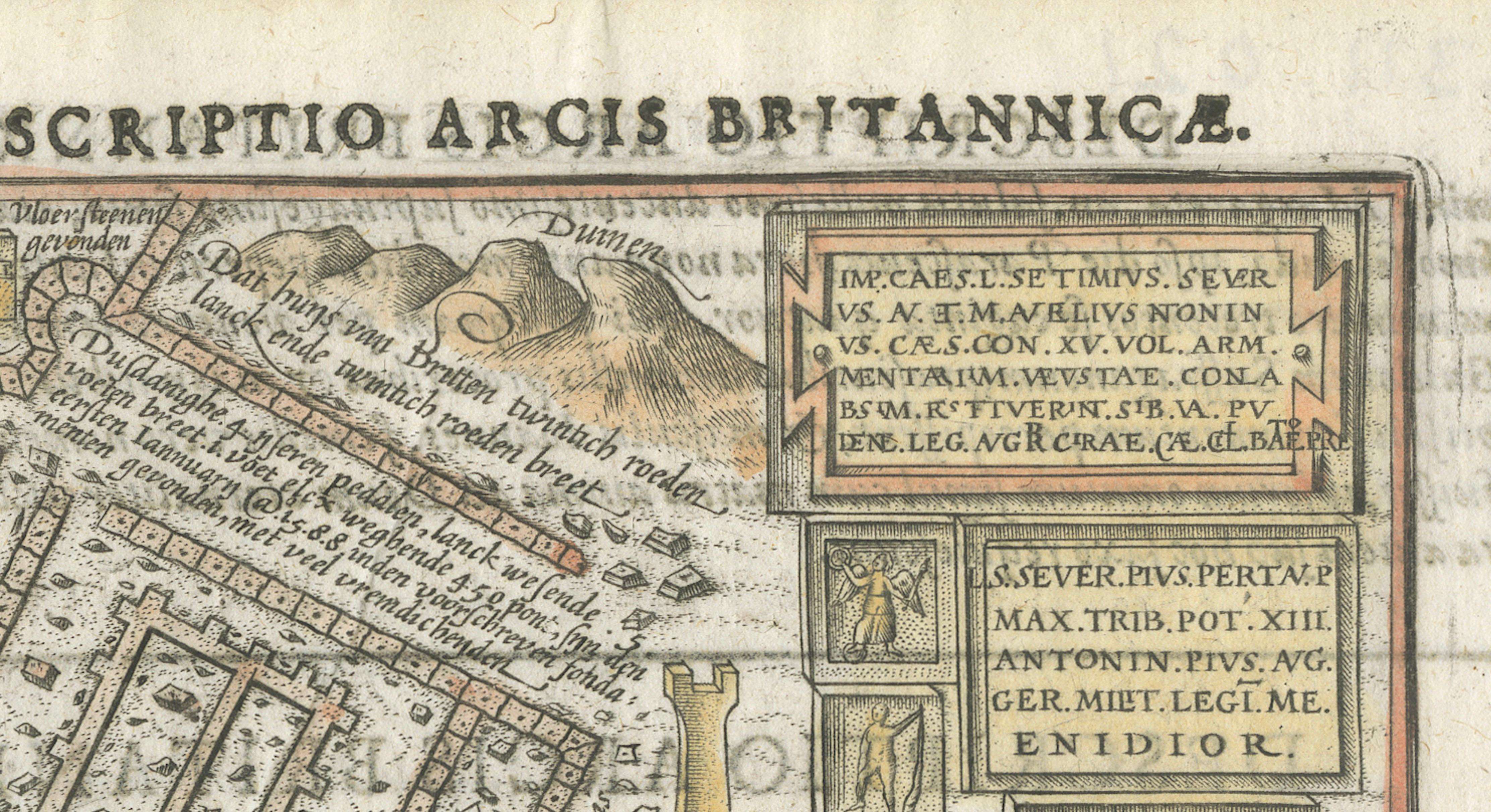 Roman Fort of Brittenburg at Katwijk – Dutch Antique Miniature Map, c.1606