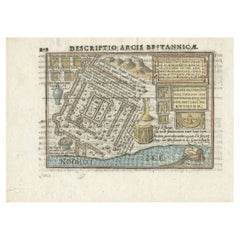 Roman Fort of Brittenburg at Katwijk – Dutch Antique Miniature Map, c.1606
