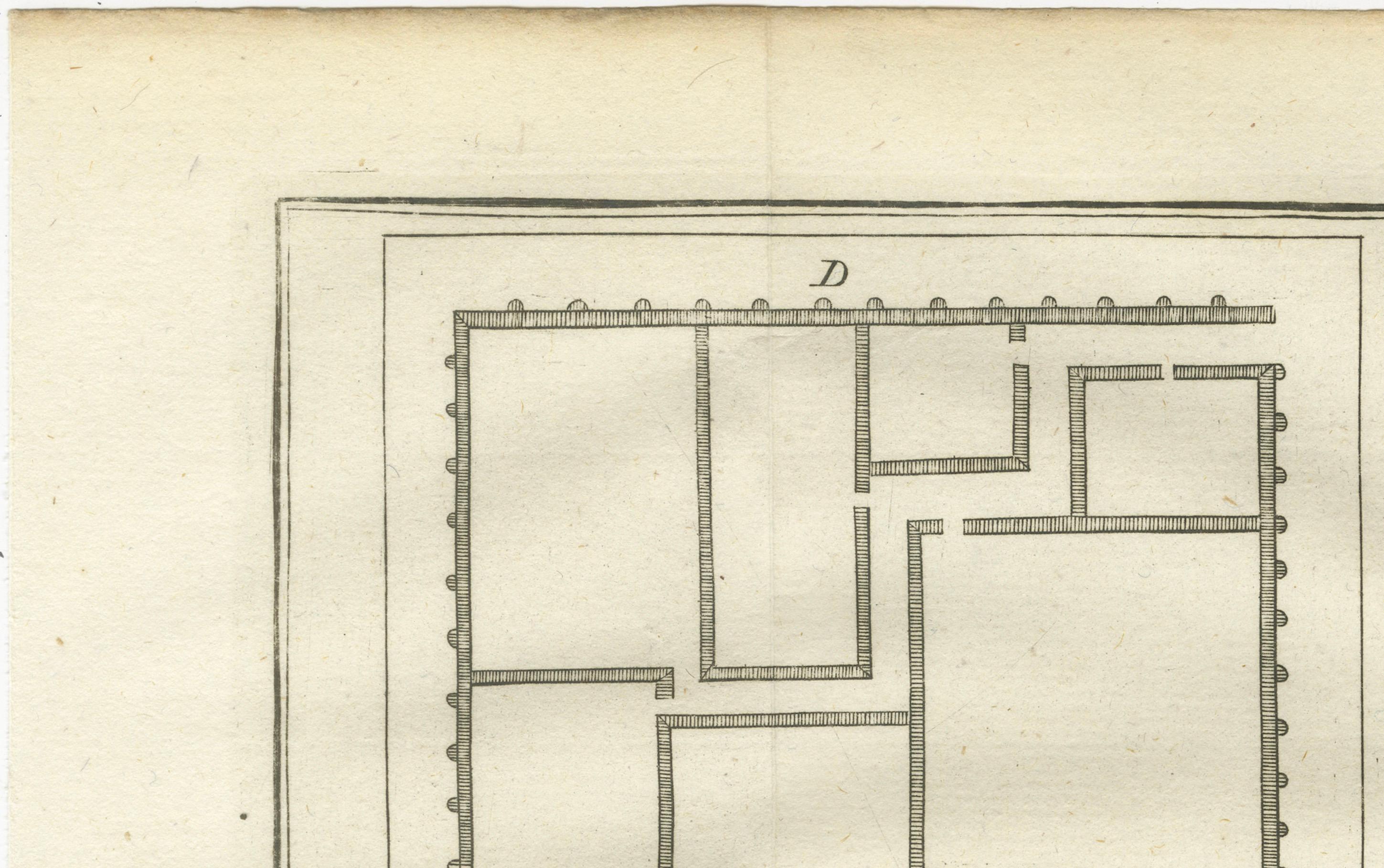 Fortaleza romana, El Cairo antiguo y planos del antiguo granero - Egipto Grabado, 1776 en Bueno estado para la venta en Langweer, NL