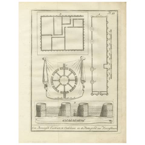 Roman Fortress, Old Cairo and Ancient Granary Plans – Egypt Engraving, 1776