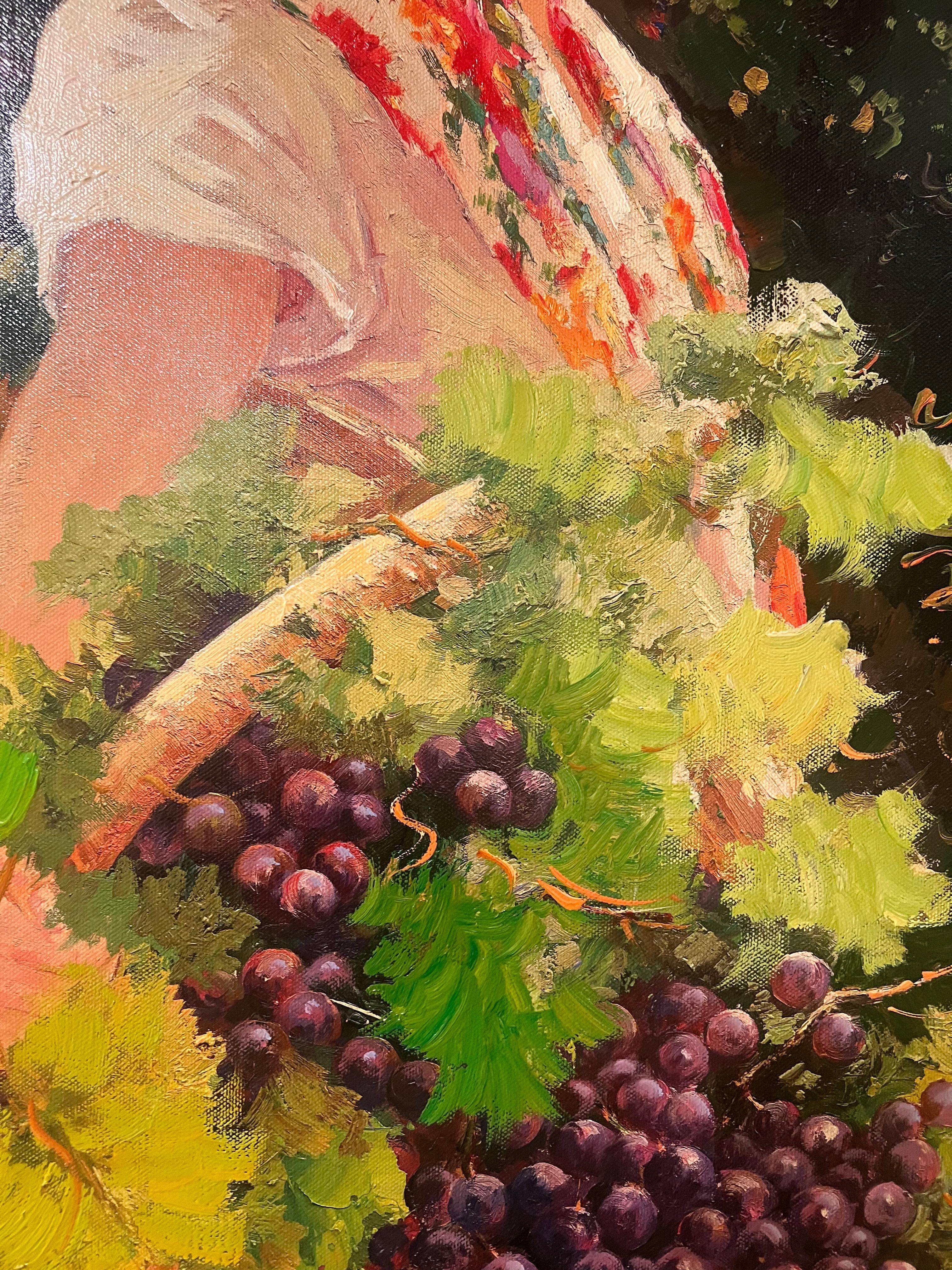 Vendimiadora (Vendemmiatrice) - Figurative Painting Marrone di Roman Frances